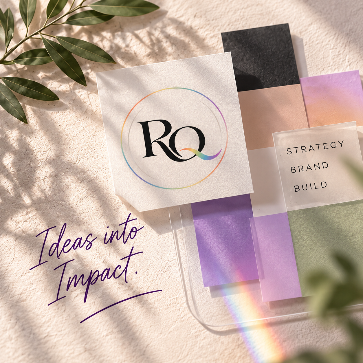 A ReeQu artifact showing ideas becoming impact through Strategy, Brand and Build